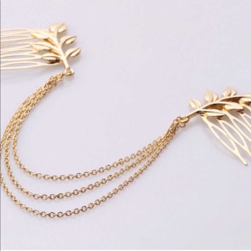 Leaves 🍁 Chains Hair Combs Gold - Picture 3 of 6